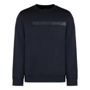 Geribbelde Katoenen Crew-Neck Sweatshirt Hugo Boss , Blue , Heren