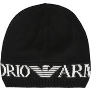 Logo Wollen Beanie en Sjaal Set Emporio Armani , Black , Heren