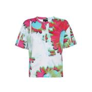 Katoenen T-shirt met Bloemenprint Emporio Armani , Multicolor , Dames