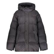 Logo Print Hooded Down Jacket Karl Lagerfeld , Black , Dames