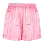 Gestreepte Logo Print Zijden Shorts Givenchy , Pink , Dames