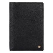 Saffiano Leren Bi-fold Portemonnee Tom Ford , Black , Heren