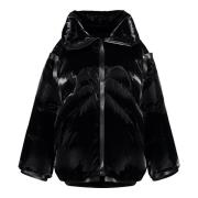 Glanzende Nylon Donsjas met Leren Details Tom Ford , Black , Dames