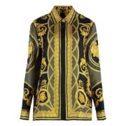 Barocco Zijden Shirt All Over Print Versace , Multicolor , Dames