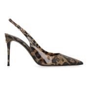 Leren puntige slingbacks met luipaardprint Dolce & Gabbana , Multicolo...