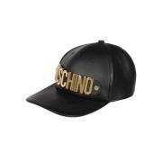 Leren Logo Baseballpet Moschino , Black , Heren