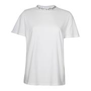 Witte Stenen Versierde Crew Neck Shirt Golden Goose , White , Dames