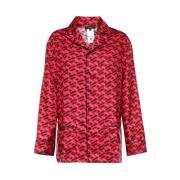 Zijden pyjama blouse met print Versace , Pink , Dames