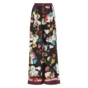 Zijden broek met bloemenprint Dolce & Gabbana , Multicolor , Dames