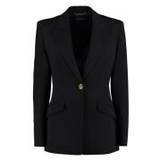 Wollen Blazer met Peak Revers Versace , Black , Dames