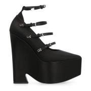 Satin Platform Pump Versace , Black , Dames