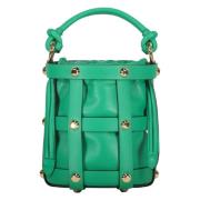 Studded Leather Bucket Bag Salvatore Ferragamo , Green , Dames