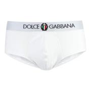 Logo Elastische Katoenen Briefs Dolce & Gabbana , White , Heren