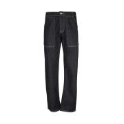 Katoenen Jeans met Contraststiksels Alexander McQueen , Blue , Heren