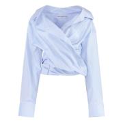 V-hals Katoenen Shirt Alexander Wang , Blue , Dames