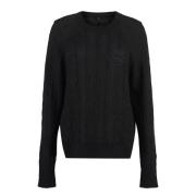 Cashmere Kabelgebreide Trui met Ronde Hals Etro , Black , Dames