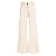 Chloe Wide-Leg Jeans met Versierde Knoopsluiting Mother of Pearl , Bei...