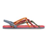 Rope Sandalen met Geweven Raffia Rand Nomadic State of Mind , Multicol...