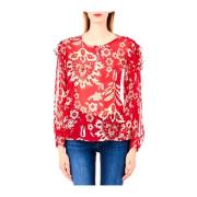 Rode Bloemenprint Blouse Liu Jo , Red , Dames