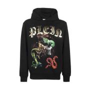 Maxi Print Katoenen Hoodie Philipp Plein , Black , Heren