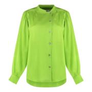 Rounded Hem Crêpe Blouse Yves Salomon , Green , Dames