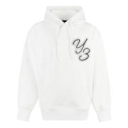 Logo Print Hoodie met Geribbelde Manchetten Y-3 , White , Heren