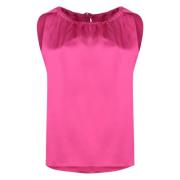 Satijnen Blouse met Strikneksluiting Yves Salomon , Pink , Dames