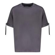 Geribbelde katoenen T-shirt met schouderinzetten Neil Barrett , Gray ,...