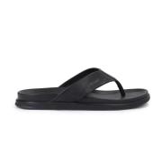 Leren Flip-Flops met Dikke Zool Kazar , Black , Heren