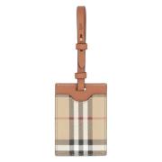 Leren Bagagelabel met Check Motief Burberry , Brown , Dames