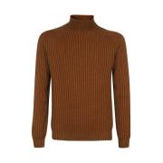 Geribbelde Wol Turtleneck Sweater Dondup , Brown , Heren