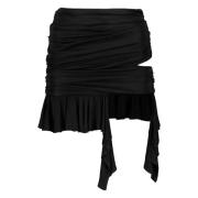 Draped Ruffled Mini Skirt Andrea Adamo , Black , Dames