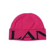 Logo Wollen Hoed Lanvin , Pink , Dames