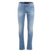 Slim Fit Jeans met Logoed Label Hand Picked , Blue , Heren