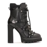 Avant-garde Booties met Decoratieve Vetersluiting Kazar , Black , Dame...