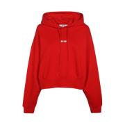 Katoenen hoodie met logoprint Msgm , Red , Dames