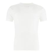 Geribbelde Katoenen Gebreide T-shirt Maison Margiela , White , Heren