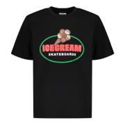 Katoenen T-shirt Front Back Print Icecream , Black , Heren