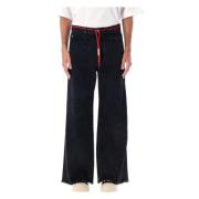 Zwarte Wijde Denim Jeans Aw24 Marni , Black , Heren