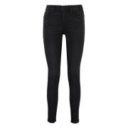 Hoge taille skinny jeans met metalen knopen Frame , Black , Dames