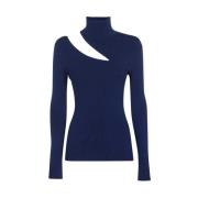 Gebreide viscose-blend top met uitsnijdingen Dondup , Blue , Dames