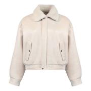 Contrasterende Kleur Shearling Leren Jas Salvatore Santoro , Beige , D...