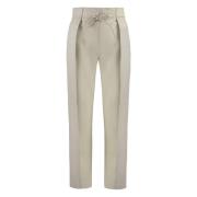 Leren broek met riem Yves Salomon , Beige , Dames