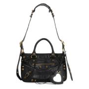 Middelgrote leren tas met metalen studs Balenciaga , Black , Dames