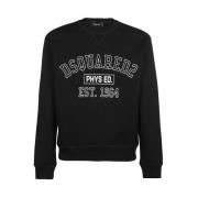 Katoenen sweatshirt met logo detail Dsquared2 , Black , Heren