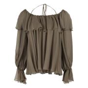 Zijden gerimpelde blouse Blumarine , Green , Dames