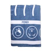 Katoenen Strandhanddoek Logo Detail Fendi , Blue , Dames