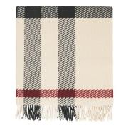 Wollen Sjaal met Franjes en Motief Burberry , Beige , Unisex