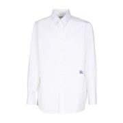 Katoen Elastaan Shirts Burberry , White , Heren