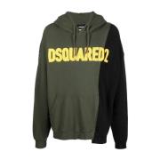 Militair Groene Patchwork Hoodie Dsquared2 , Green , Heren